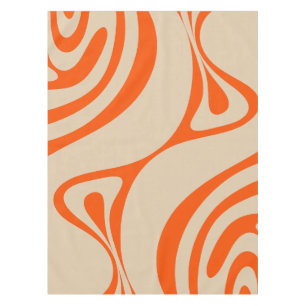 New Groove Abstract Trippy Retro Pattern Orange Tablecloth