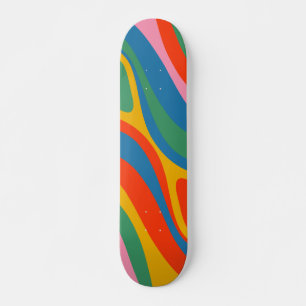 New Groove Colourful Retro Rainbow Trippy Abstract Skateboard