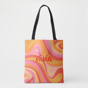New Groove Retro Abstract Pattern Personalised Tote Bag