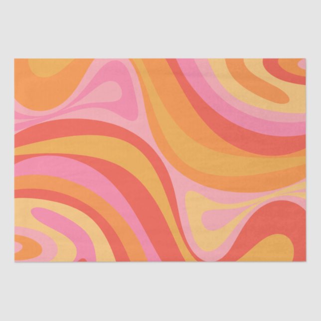New Groove Retro Abstract Pattern Pink and Orange Tissue Paper (Front)