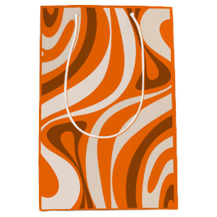 New Groove Retro Abstract Patterns Orange Brown Medium Gift Bag