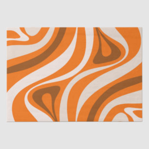 New Groove Retro Abstract Patterns Orange Brown Tissue Paper