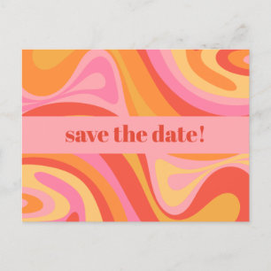 New Groove Retro Abstract Pink and Orange  Postcard