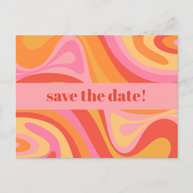 New Groove Retro Abstract Pink and Orange  Postcard (Front)