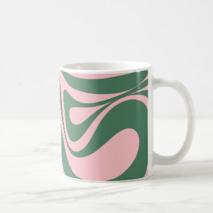 New Groove Retro Abstract Swirl Pattern Pink Green Coffee Mug