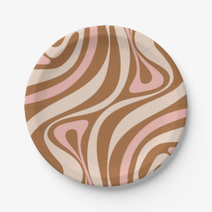 New Groove Retro Trippy Abstract Pattern Paper Plate