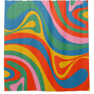 New Groove Retro Trippy Colorful Abstract Pattern Shower Curtain