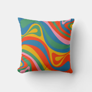 New Groove Retro Trippy Colourful Abstract Pattern Cushion