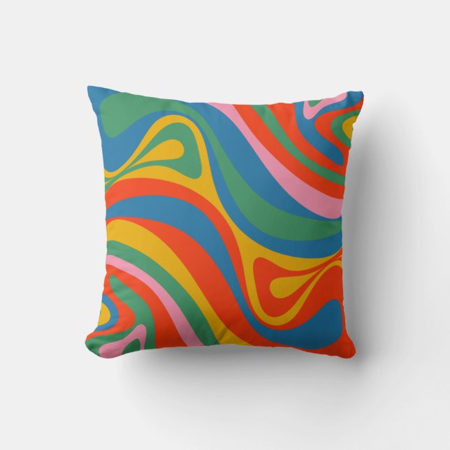 New Groove Retro Trippy Colourful Abstract Pattern Cushion (Front)