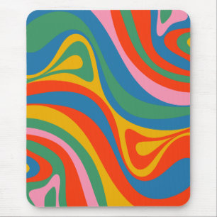New Groove Retro Trippy Colourful Abstract Pattern Mouse Pad
