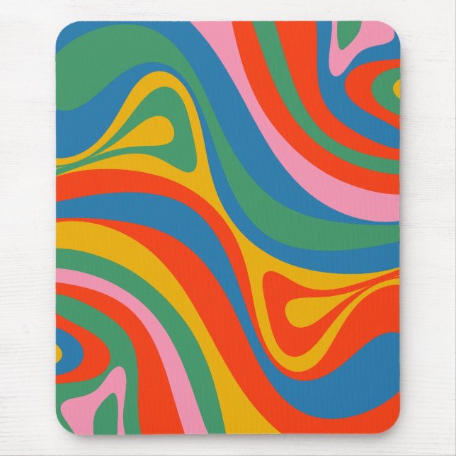 New Groove Retro Trippy Colourful Abstract Pattern Mouse Pad (Front)