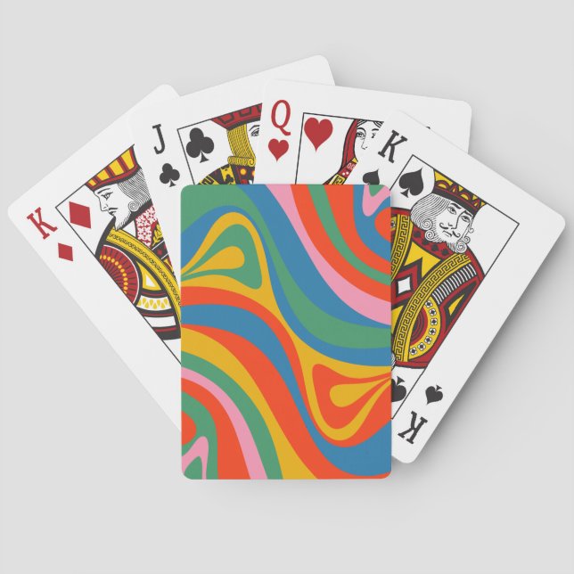 New Groove Retro Trippy Colourful Abstract Pattern Playing Cards (Back)