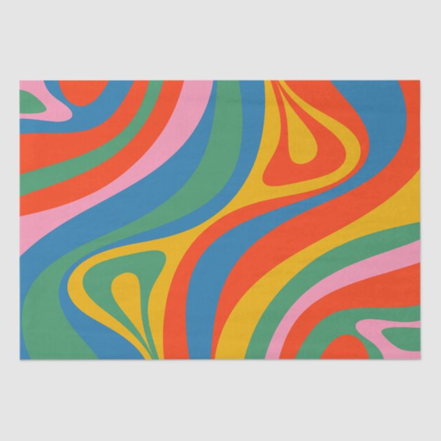 New Groove Retro Trippy Colourful Abstract Pattern Tissue Paper (Front)
