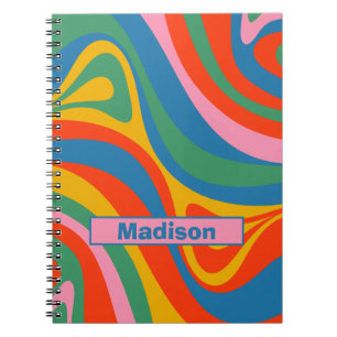 New Groove Retro Trippy Colourful Personalised Notebook