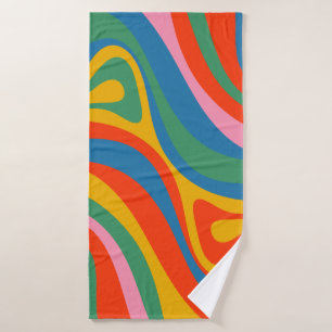 New Groove Trippy Colourful Retro Abstract Pattern Bath Towel