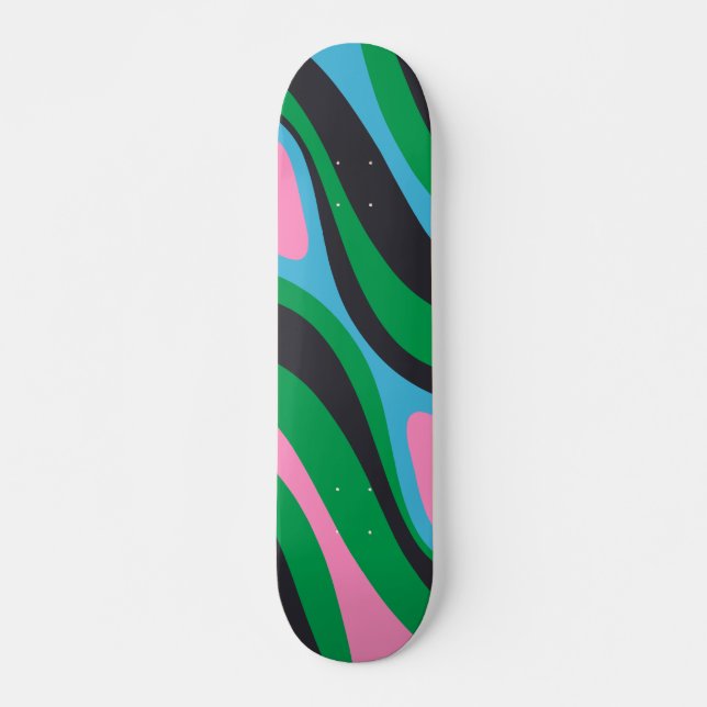 New Groove Trippy Retro Abstract Pattern  Skateboard (Front)