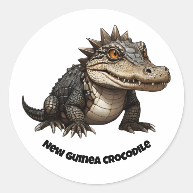 New guinea crocodile chibi classic round sticker (Front)