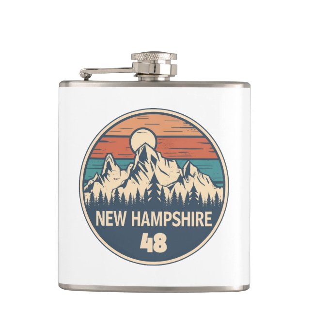 New Hampshire 48 Sunset Hip Flask (Front)