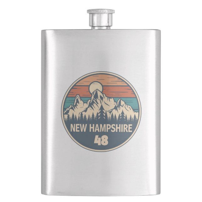 New Hampshire 48 Sunset Hip Flask (Front)