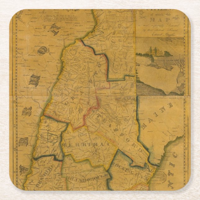 New Hampshire 4 Square Paper Coaster (Front)