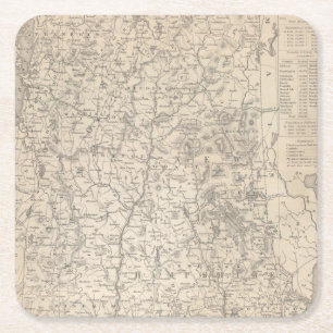 New Hampshire and Vermont Square Paper Coaster
