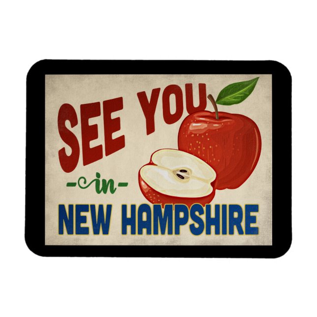 New Hampshire Apple - Vintage Travel Magnet (Horizontal)