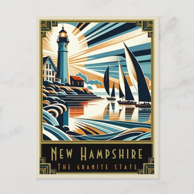 New Hampshire | Art Deco Postcard (Front)