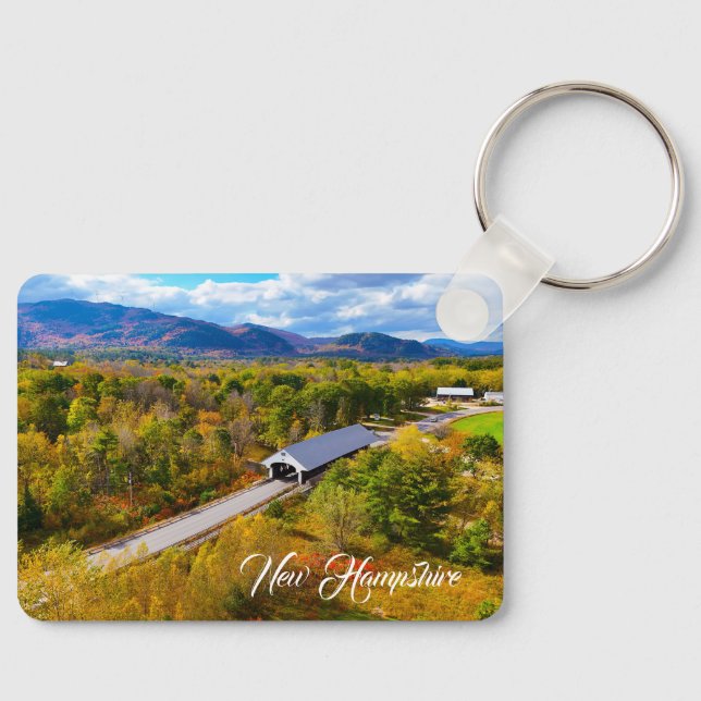 New Hampshire autumn bridge Key Ring (Front)
