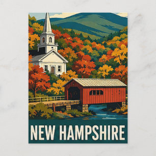 🍂 New Hampshire Autumn Village Escape Postcard