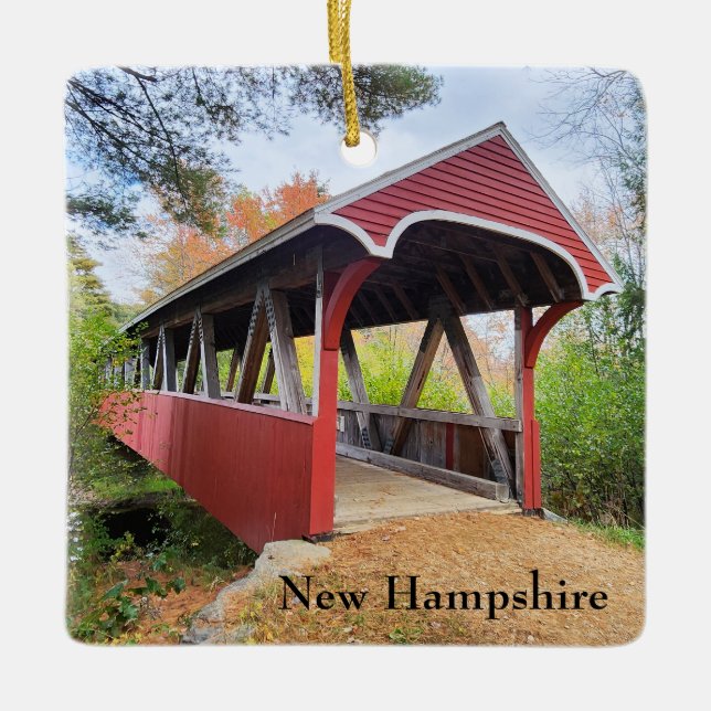 New Hampshire Belmont covered bridge  Ceramic Ornament (Front)