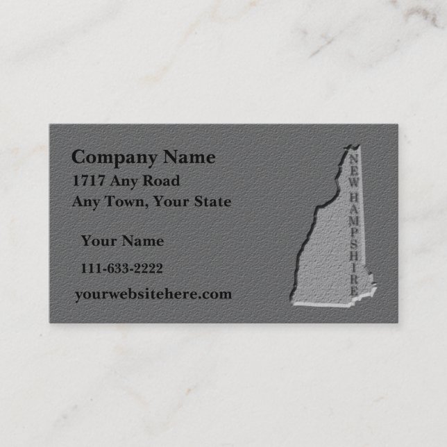 New Hampshire Business card  carved stone look (Front)