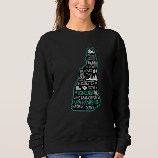 New Hampshire Concord cute map Conway Dover Nashua Sweatshirt