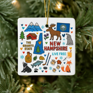 New Hampshire Custom Family Trip Christmas Ceramic Ornament