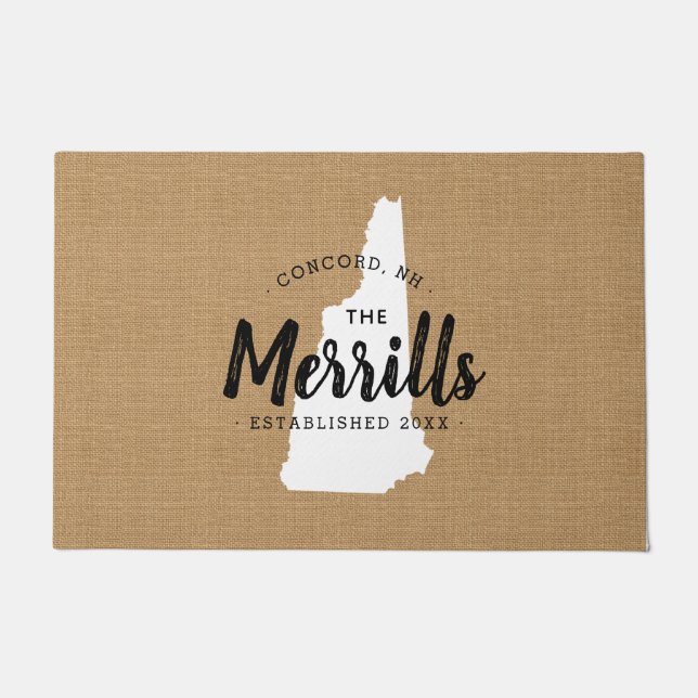 New Hampshire Family Monogram State Doormat (Front)