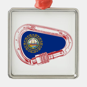 New Hampshire Flag Climbing Carabiner Metal Tree Decoration