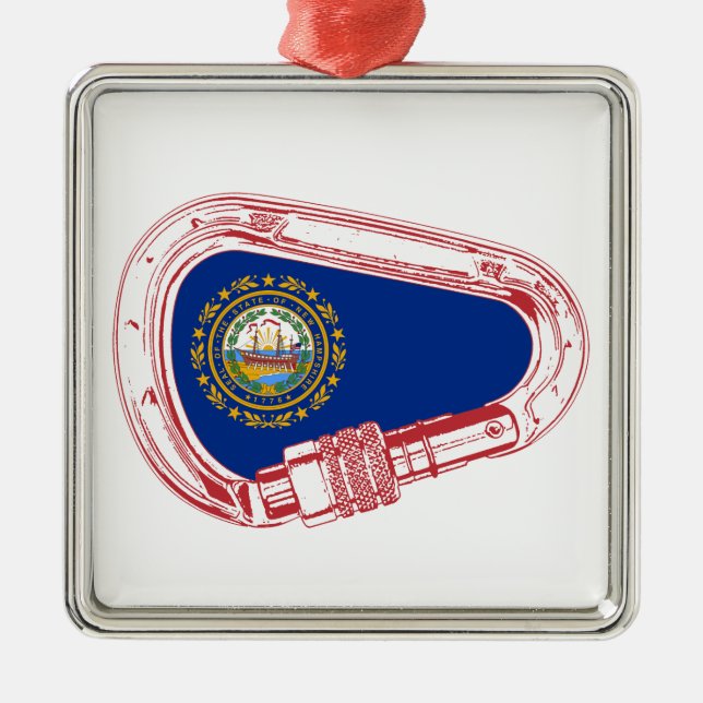 New Hampshire Flag Climbing Carabiner Metal Tree Decoration (Front)