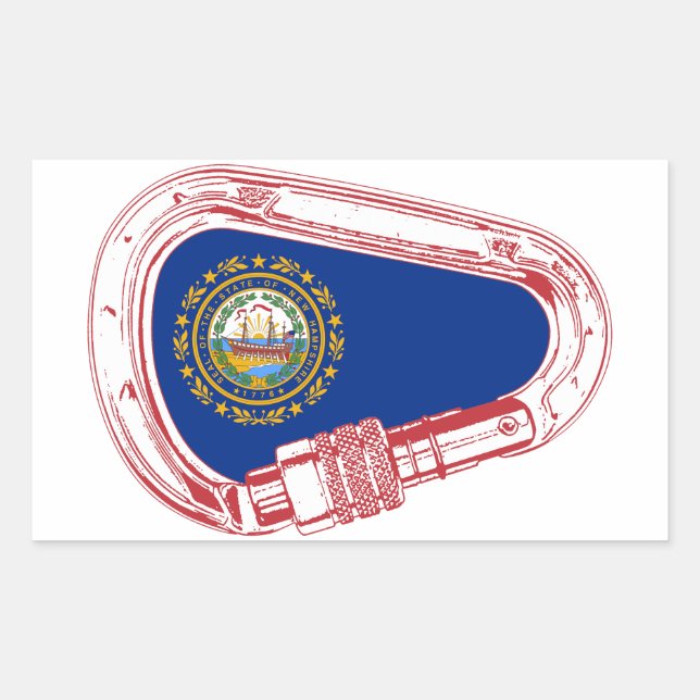 New Hampshire Flag Climbing Carabiner Rectangular Sticker (Front)