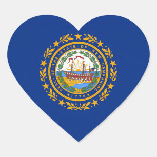 New Hampshire Flag Heart Sticker