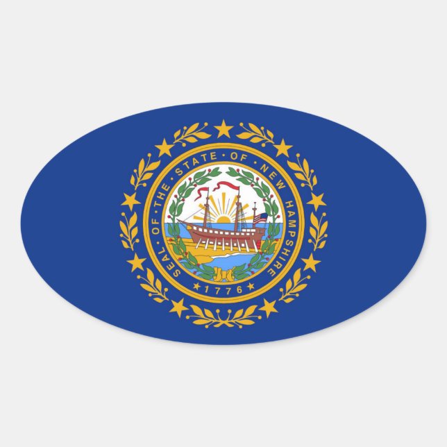 New Hampshire flag Oval Sticker (Front)