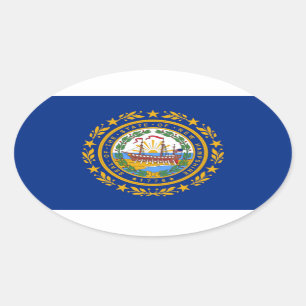 New Hampshire flag Oval Sticker