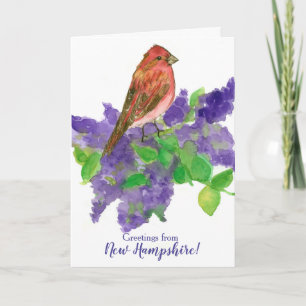 New Hampshire Greetings Purple Finch Lilacs Card
