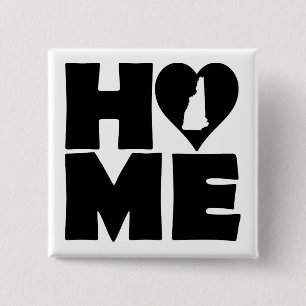 New Hampshire Home Heart State Button Badge Pin