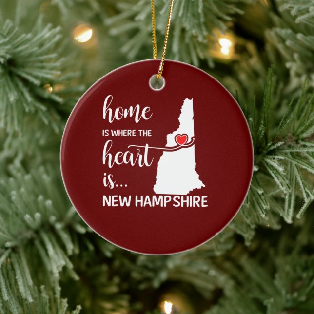 New Hampshire home is where the heart is Ceramic Ornament (Tree)