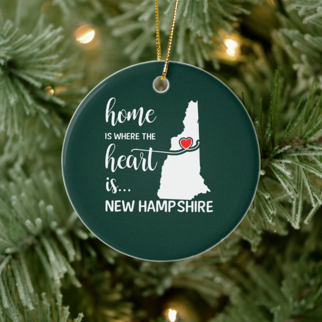 New Hampshire home is where the heart is Ceramic Ornament (Tree)