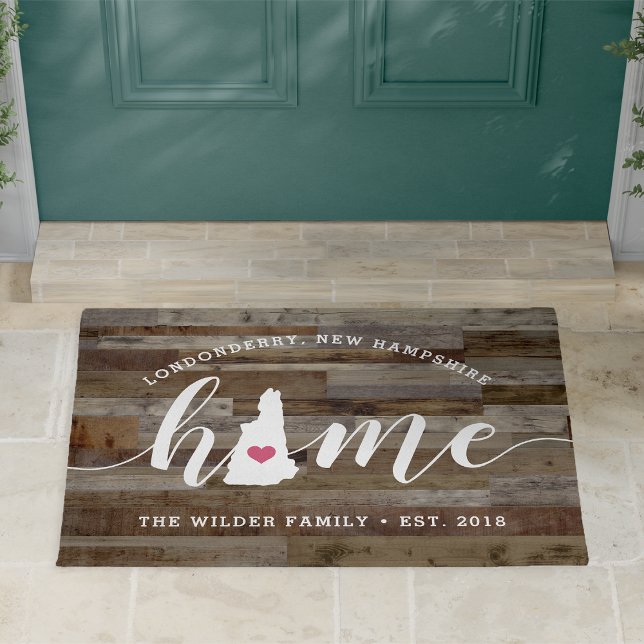 New Hampshire Home State Personalised Wood Look Doormat (Creator Uploaded)