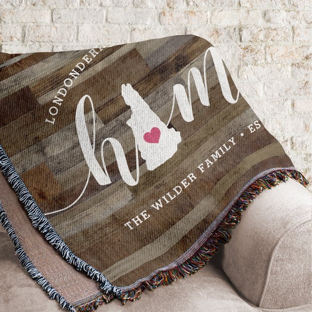 New Hampshire Home State Personalised Wood Look Throw Blanket (Creator Uploaded)