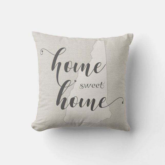 New Hampshire - Home Sweet Home burlap-look Cushion (Front)
