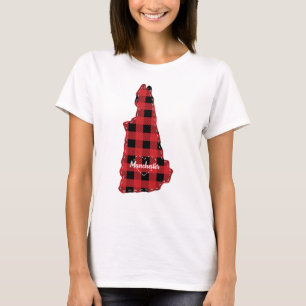 New Hampshire Hometown State Plaid Christmas T-Shirt