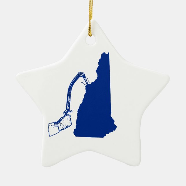 New Hampshire Ice Climbing Ceramic Tree Decoration (Front)