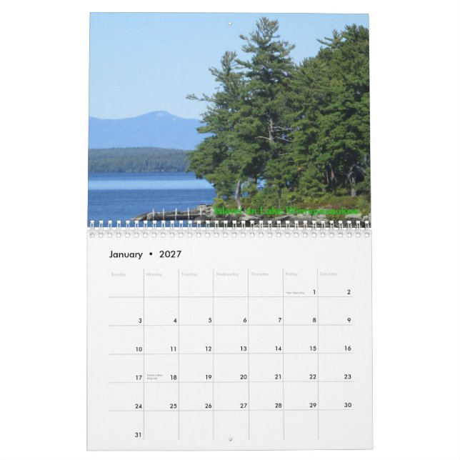 New Hampshire Lakes 2015 Calendar (Jan 2027)